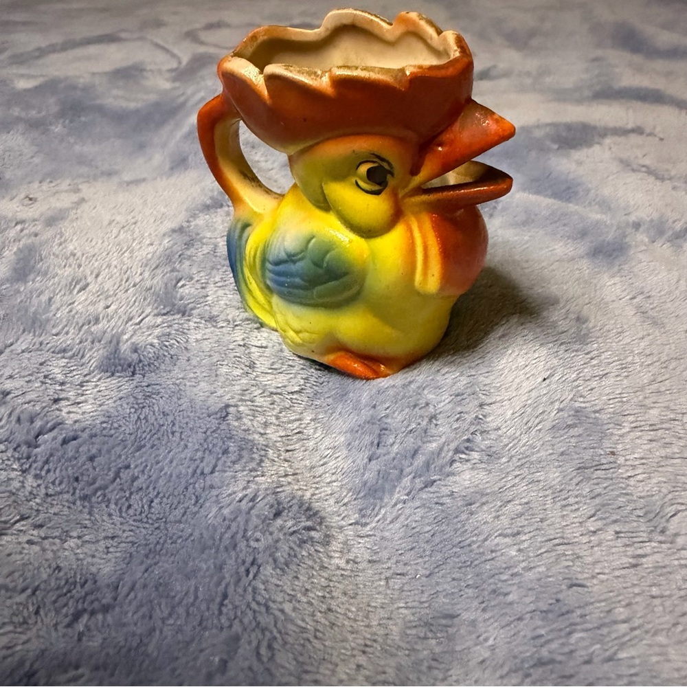 Vintage mid century Colorful Ceramic Bird - Yellow Orange Blue
